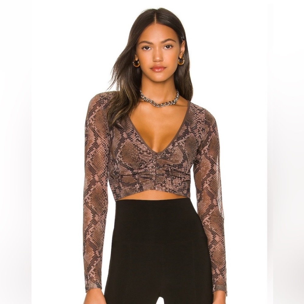 H:ours minju long sleeve top in acid snake